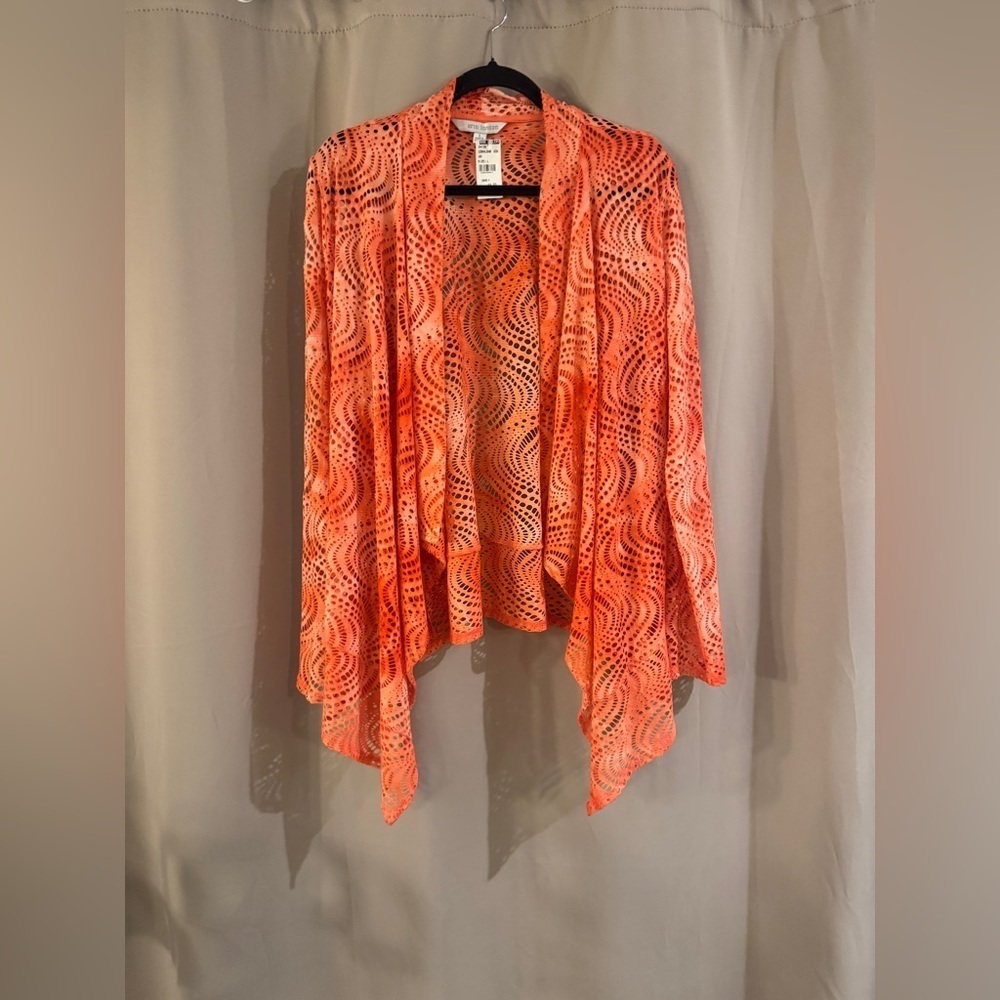 Bright Orange Open-Front Women's Sweater Cardigan
